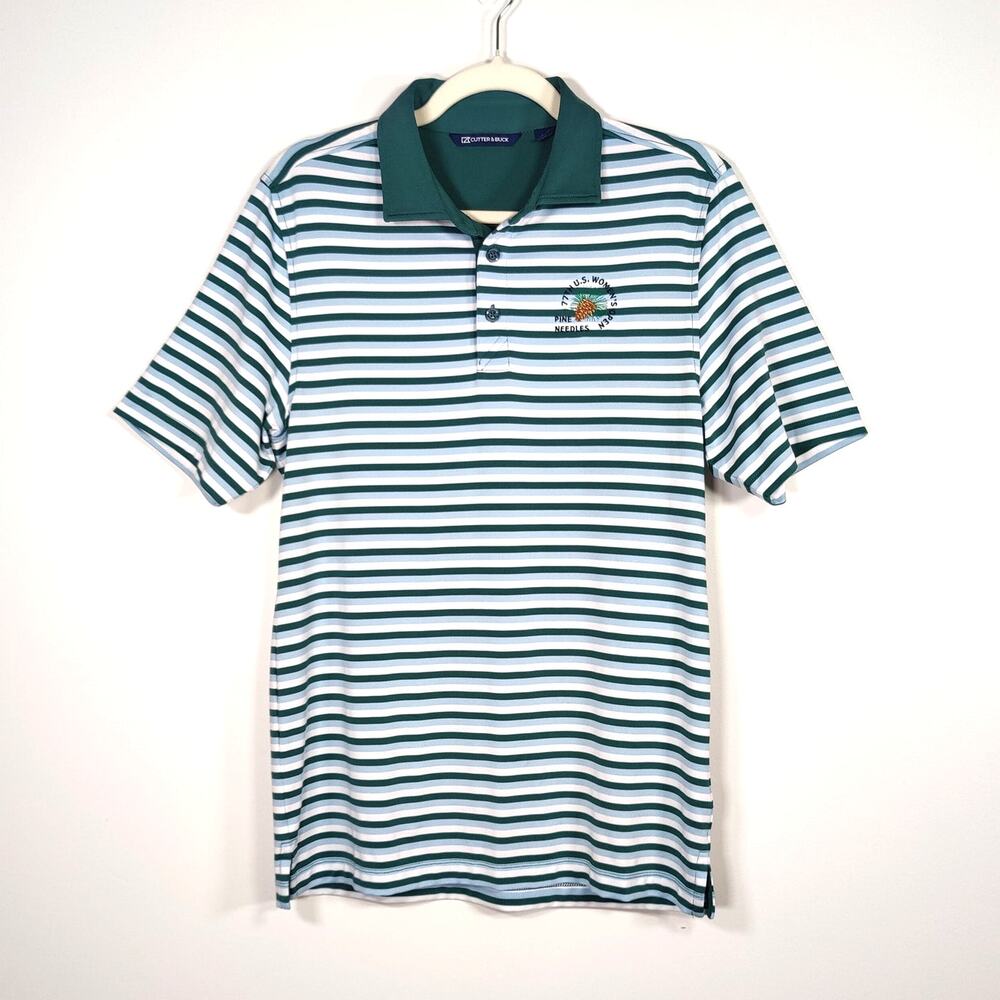 Cutter & Buck U.S. Women's Open Golf Polo Shirt Striped Green White S